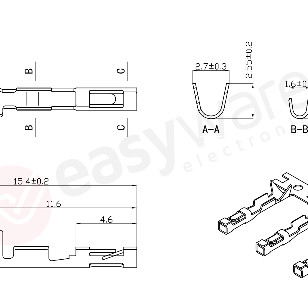 FEMALE CRIMP DUPONT METAL BLACK HOUSING INNER CI32 2.54 MM