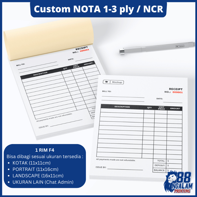 

CETAK NOTA CUSTOM NOTA NCR 1/2/3 PLY