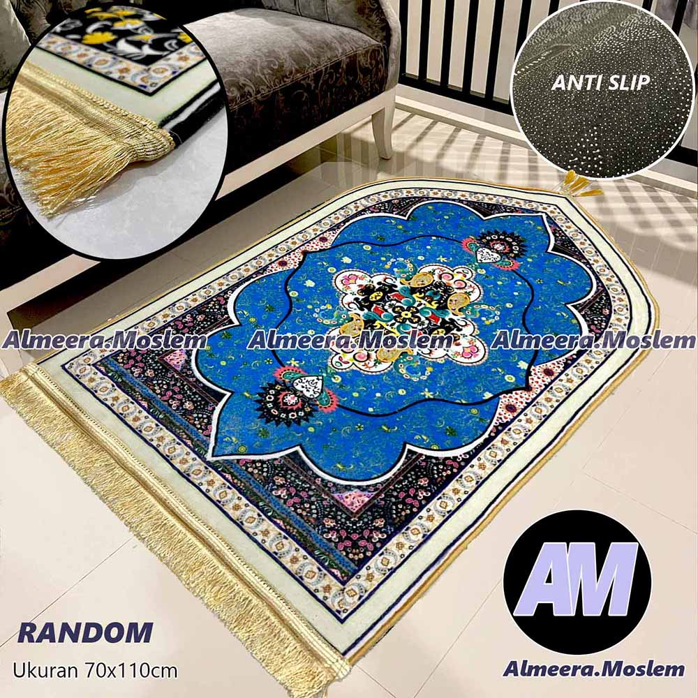 Sajadah Turki Qubah Quilting Anti Slip Ukuran Dewasa Bahan Super Halus