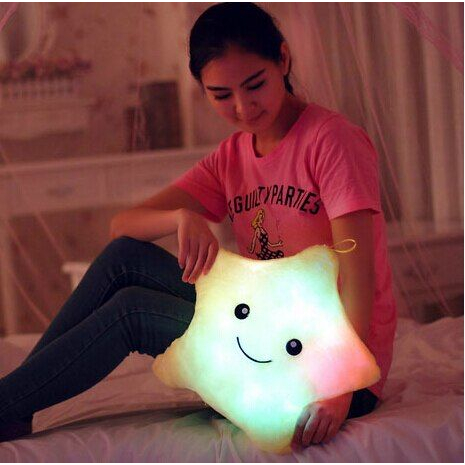 Bantal Bintang Bercahaya Warna-warni Boneka Bantal Katun Realistis Lucu Rumah Boneka Lembut Nyaman LED Bantal Tidur Boneka Bintang