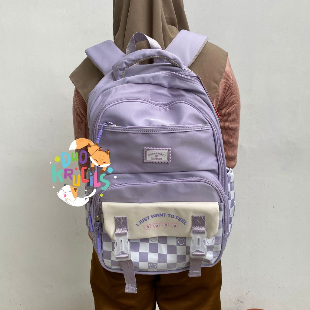 TAS SEKOLAH KULIAH anak perempuan SD SMP SMA FEEL GOOD KOTAK KOTAK