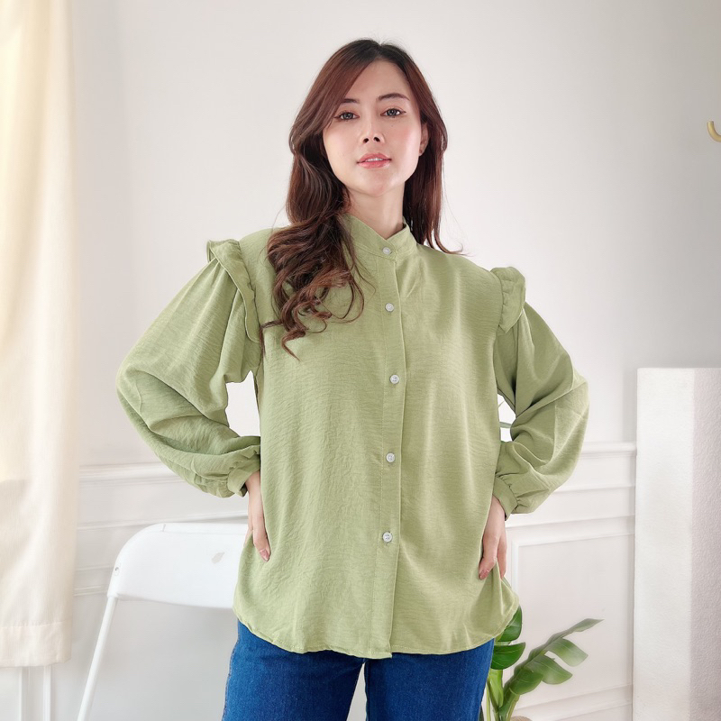 Yurim Ruffle Blouse Atasan Wanita Terbaru Crincle Airflow