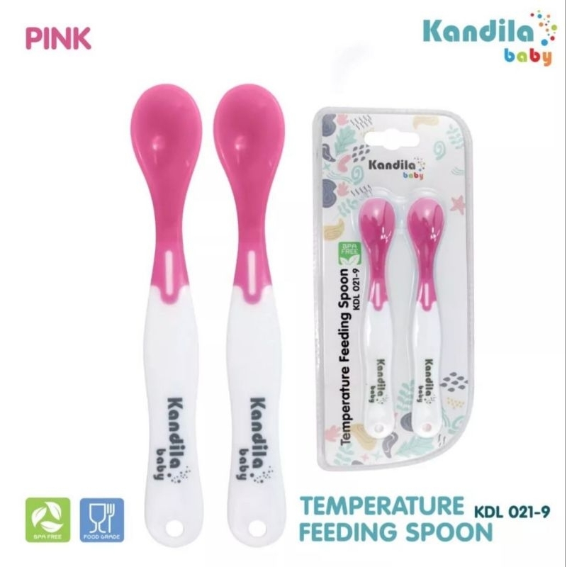 Kandila Baby Temperature Feeding Spoon Silicone KDL021-9 KDL021-10 Kandila Sendok Makan Mpasi Bayi  Sensor Panas - Sendok Makan Bayi Dengan Indikator Suhu Panas