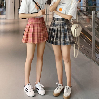 DF RK382 Korean Rok Mini Tartan Skirt Tennis Skirt Rok Lipit Motif Kotak Kotak