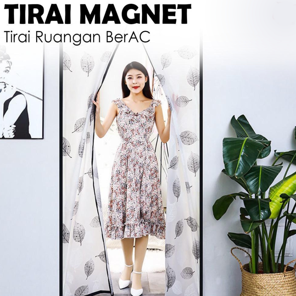 Tirai Magnet 90x210cm / Tirai Pintu Ruang AC / Anti Nyamuk / Semi Transparan PVC