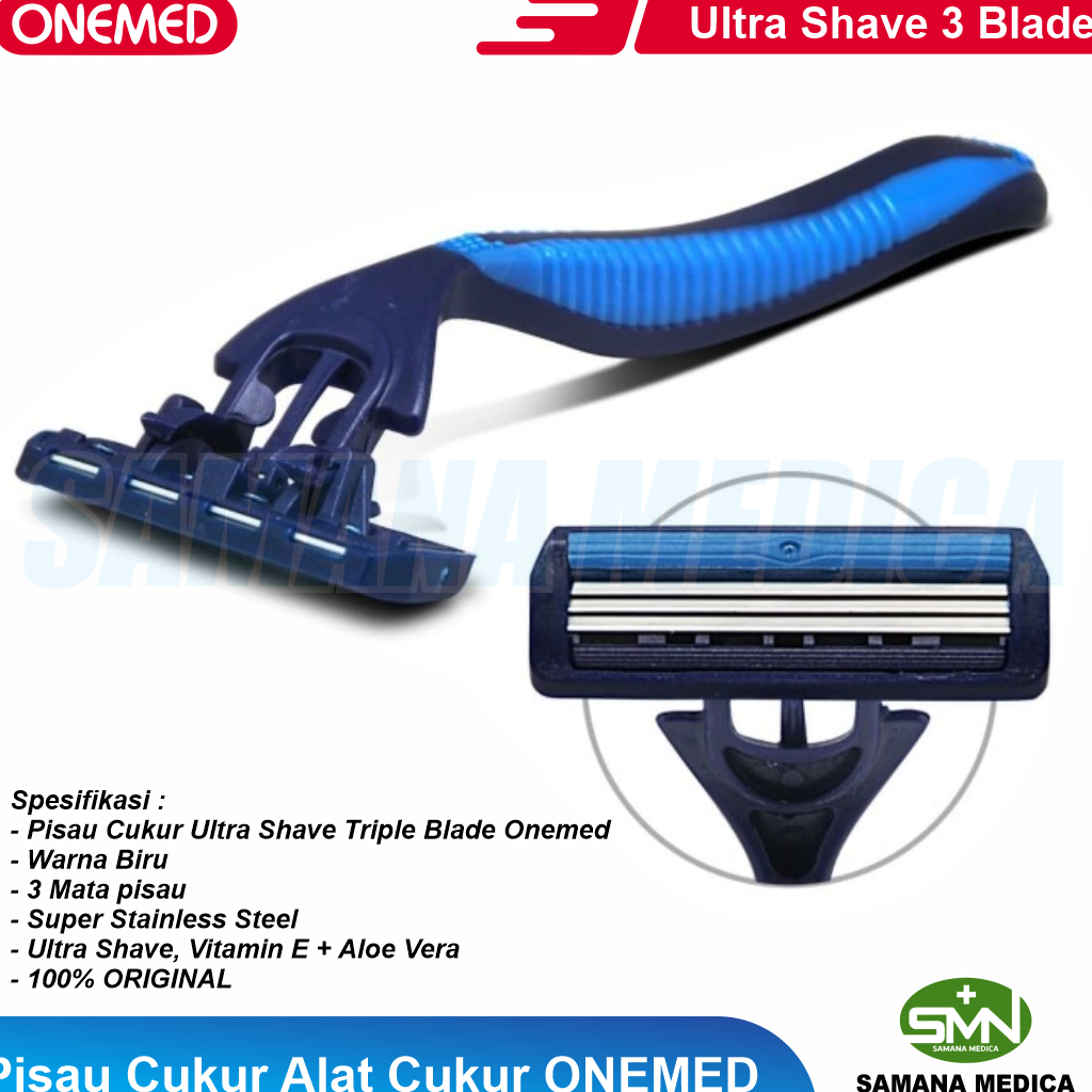 Pisau Cukur Bedah Alat Cukur Ultra Shave 3 Blade ONEMED Harga per Pack Isi 5pcs Kumis / Jenggot Ultra Shave 3 Blade