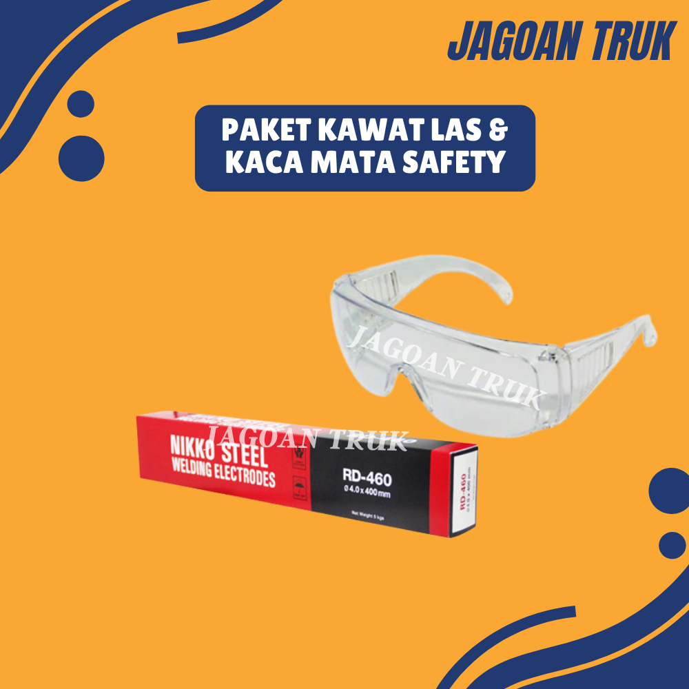 Paket Kawat Las RD 260 1Kg dan Kaca Mata Safety Google Termurah