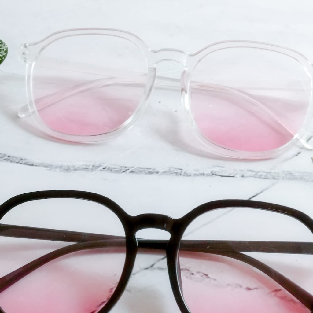 Kacamata Lensa Merah Gradasi (Tanpa Minus) Glasses keren ready 2 Warna / Glass Lensa Merah Gradasi K