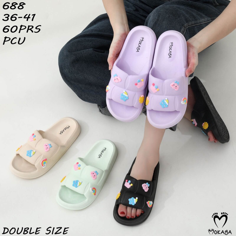 Sandal Slop Cewek Dewasa On Slip Impor Mokaya 688
