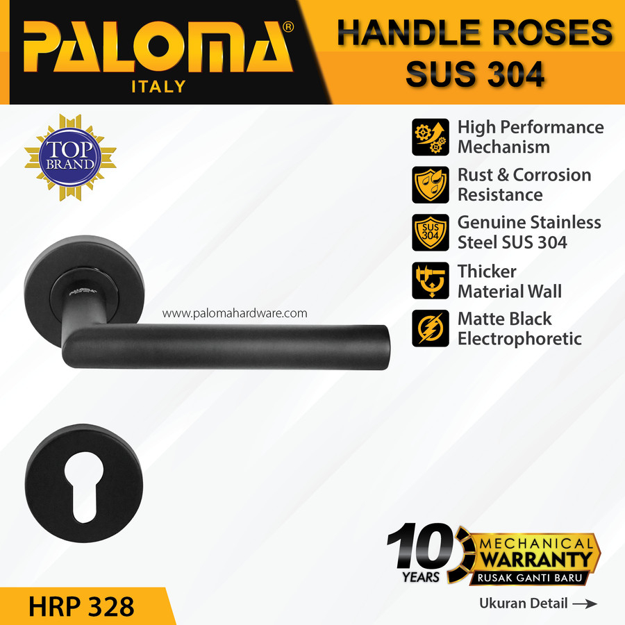 HRP 328 PALOMA HANDLE HITAM HANDLE ROSES MATTE BLACK GAGANG PINTU HANDEL PINTU