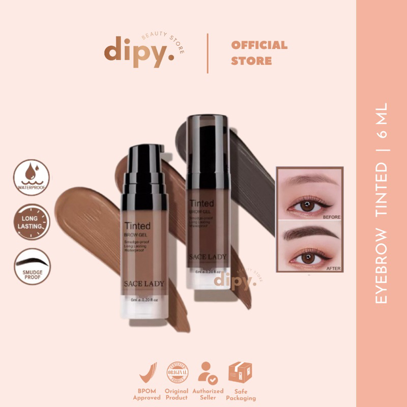 【Official Outlet】SACE LADY - Tinted Brow Cream Gel 6 ml Eyebrow Pomade Stamp Waterproof Longlasting Smudge-proof Eye Makeup Pensil Cetakan Tato Alis kosmetik Mata Viral BPOM