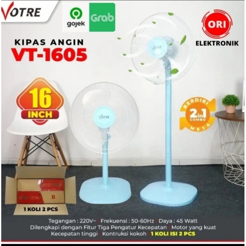 Advance kipas angin berdiri/Stand Fan 16inch 2in1 kipas angin duduk/Kipas Meja kipas berdiri /Stand fan kantor/keluarga/indoor 1605