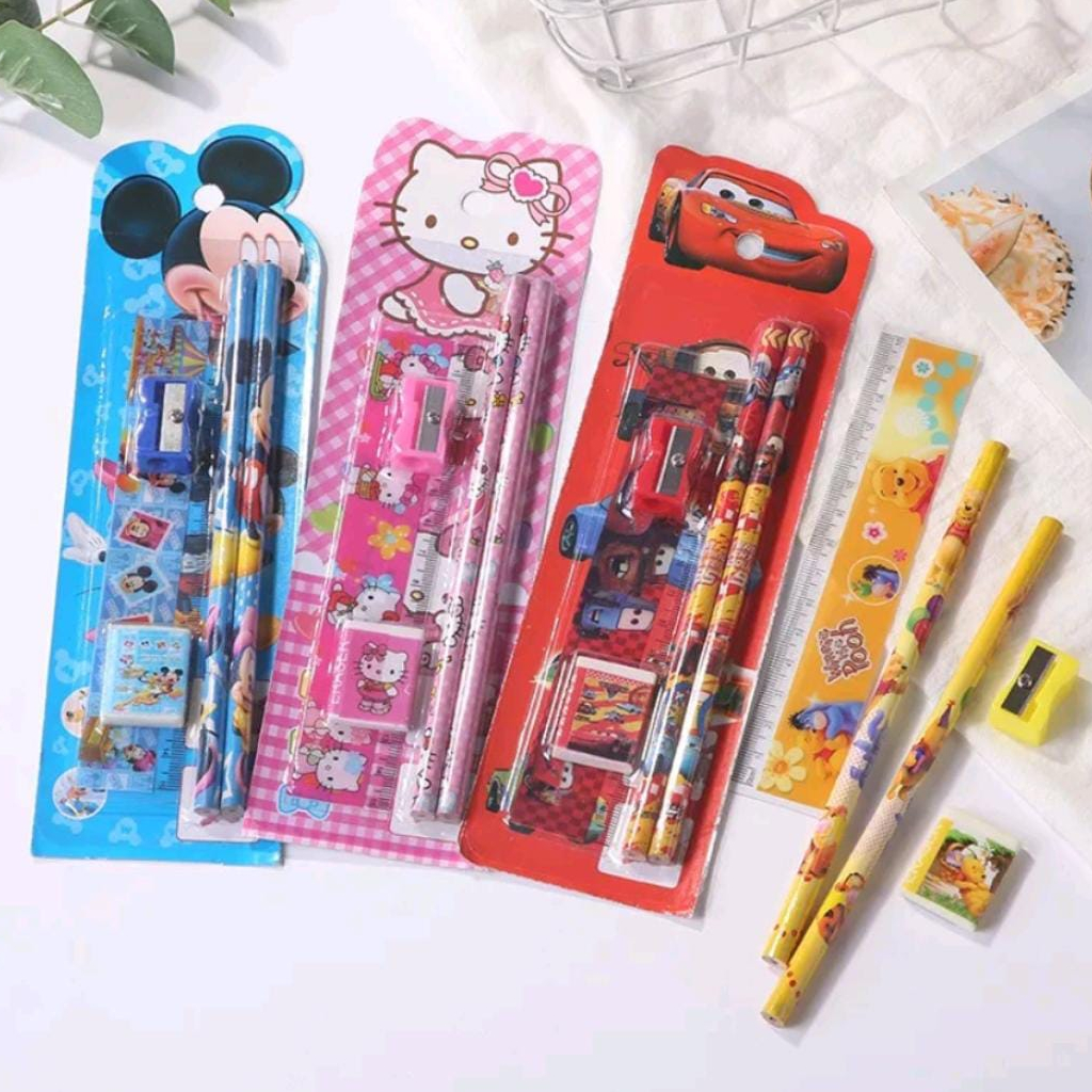 SET ALAT TULIS SEKOLAH 5 in 1 KARAKTER LUCU