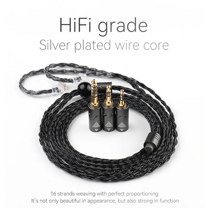 QKZ Q1 MAX 16 Core Modular Cable Earphone IEM Kabel Multi Jack 3.5mm 2.5mm 4.4mm Pin 0.75mm Tipe C Q
