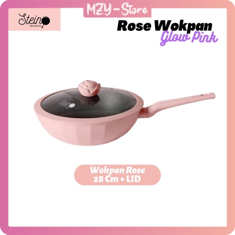 Stein Rose Wok Pan 28 Cm + LID Steincookware Wokpan 28 Glamour Rose Series Milky White Violet Twist Green Velvet Summer Pink Glow Pink