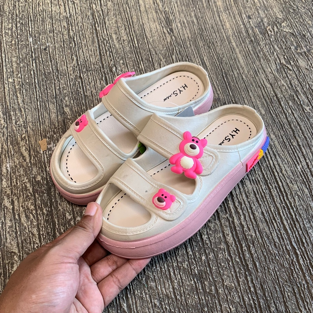 Sandal Selop Jelly Wanita Motif Lotso Import Balens PVC / Sandal The Only Bear Lotso Import