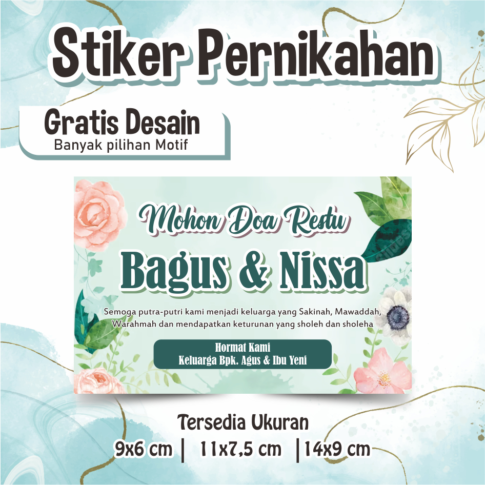 

Stiker Pernikahan / Stiker Souvenir Pernikahan / Stiker Tasyakuran Pernikahan