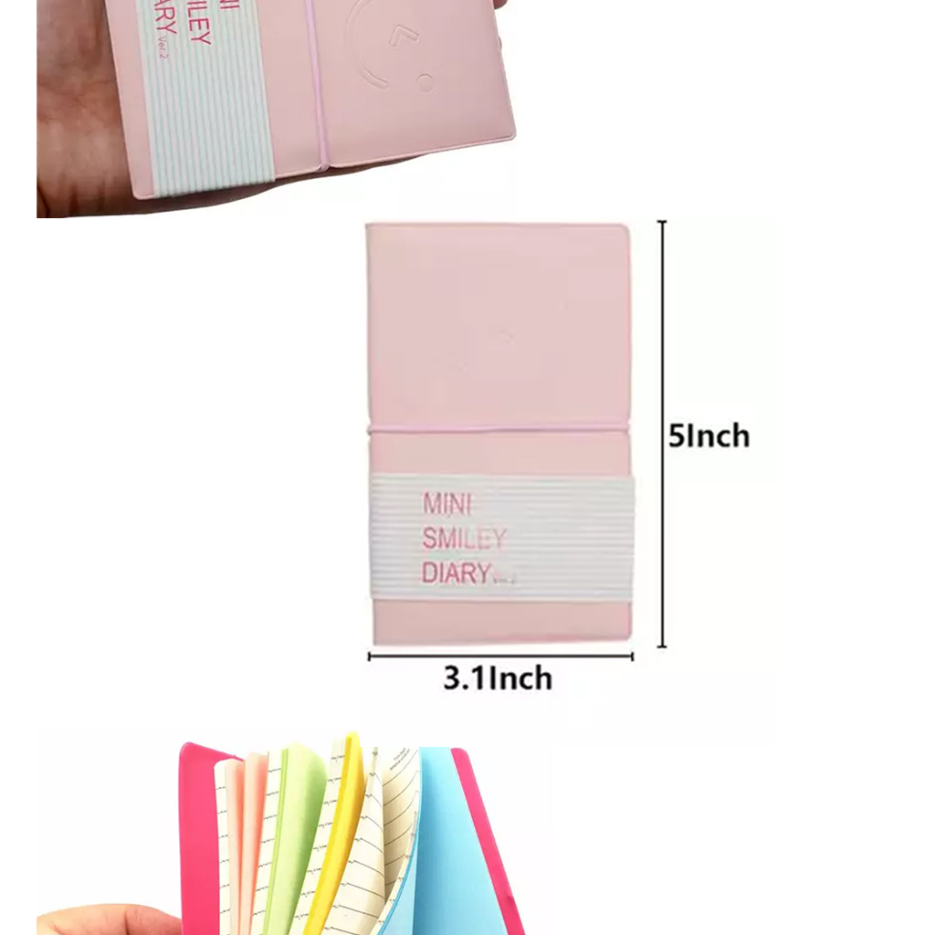 Mini Diary Book Smile Buku Catatan Kecil Kertas Bergaris Polos Warna Warni Student Office ATK Stationer