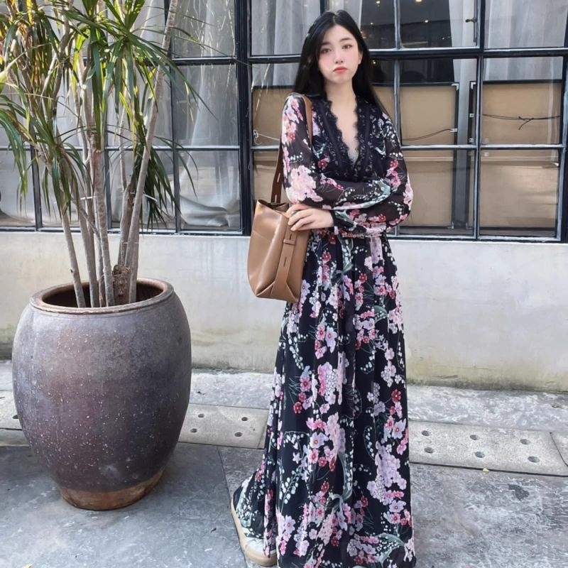 MDLV ~ 98840# Agnesca Floral Maxi Dress Premium