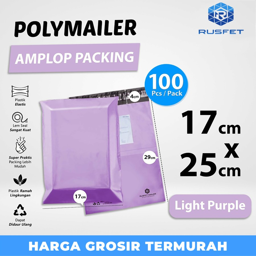 

Polymailer PURPLE 17x25cm Amplop Plastik Packing Olshop Premium isi100