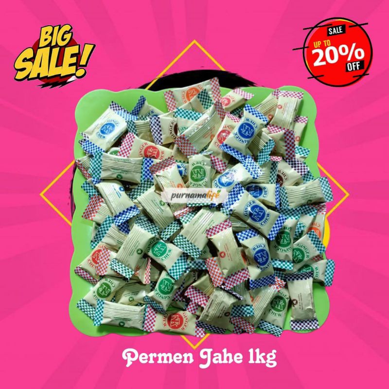 Craft Ceedar [ Purnamalife ] Ginger Chew Kemasan 1 Kg I Permen Jahe Mix Sin A Kemasan Kiloan I