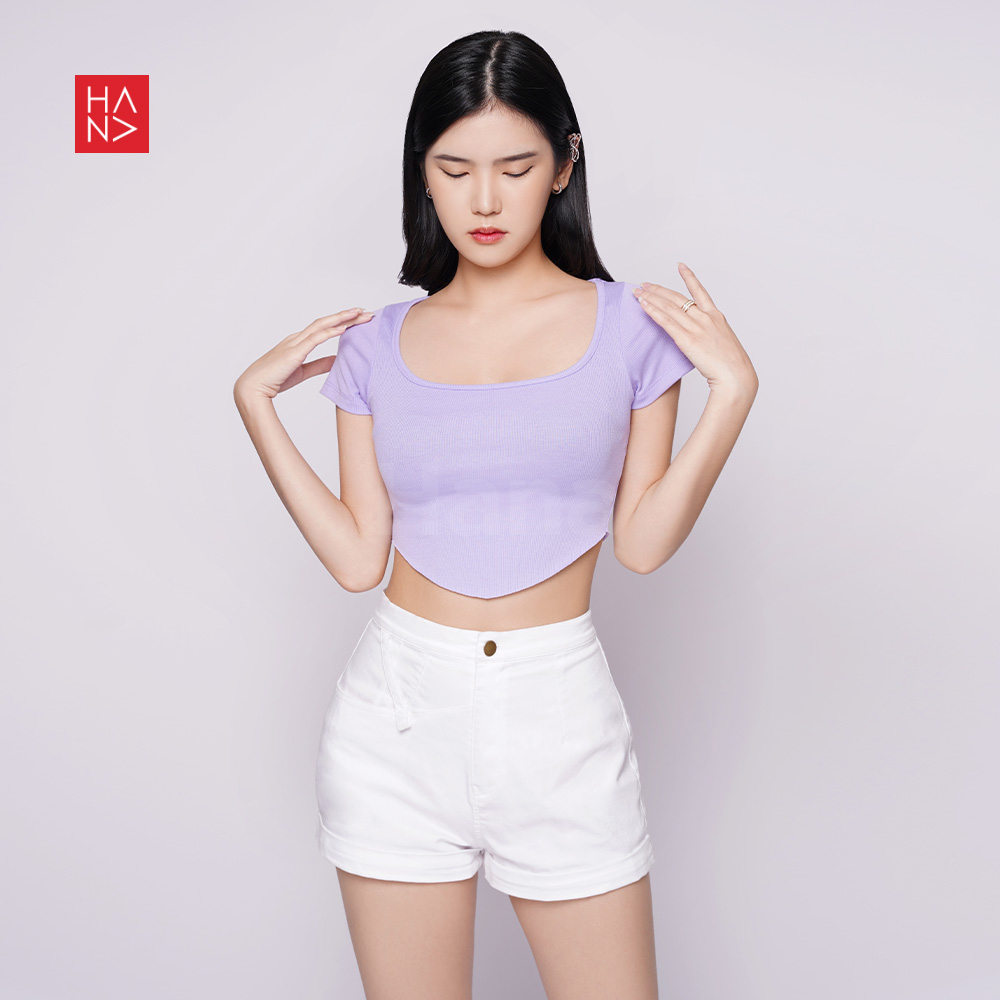 Hana Fashion - Audrey Ribbed Crop Top Wanita - CT192