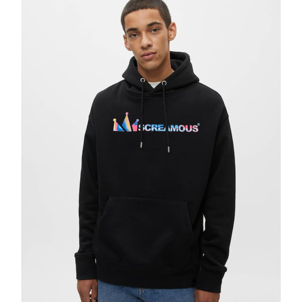 Screamous Hoodie Hitam Rainbow Pria-Sweater Hoodie Screamous-Hoodie Pria Screamous-Jumper Hoodie Scr