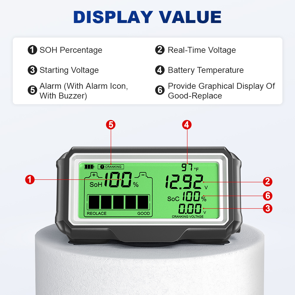 Ancel Bm200 Pro Alat Tester Kapasitas Baterai Mobil 12v Soh Soc Anti Air Dengan Layar Led