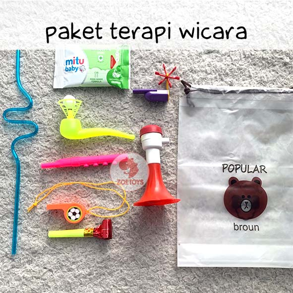 Zoetoys Paket Terapi Wicara | Stimulasi Oromotor Oral Motor Motorik Speech Delay Anak | Mainan Tiup Peluit Terompet Seruling Sedotan Kincir | Mainan Edukasi Anak