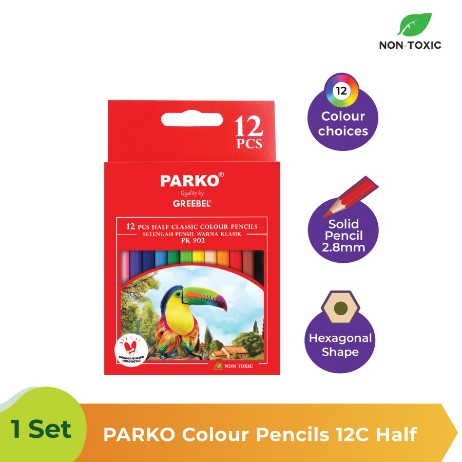 

Pensil Warna GREEBEL PARKO Pendek 12 Warna PK 902E / PK-902