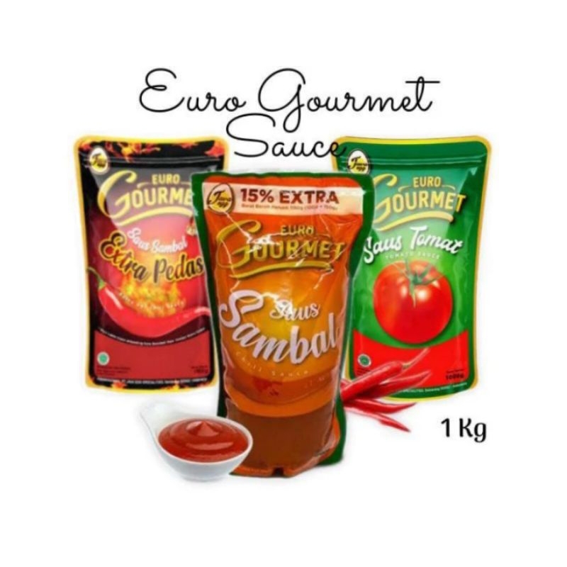 

Euro Gourmet Saus Sambal / Saus Tomat / Saus Sambal Extra Pedas Kemasan 1kg