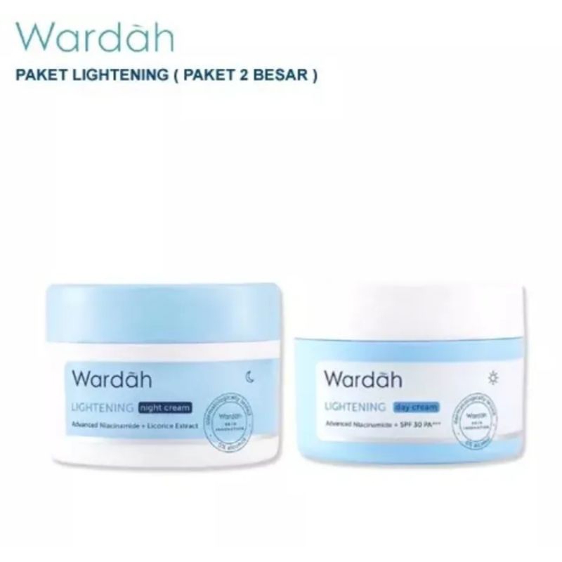 Wardah Paket Lightening Day 30gr &amp; NIght Cream 30gr/Cream siang Malam Glowing