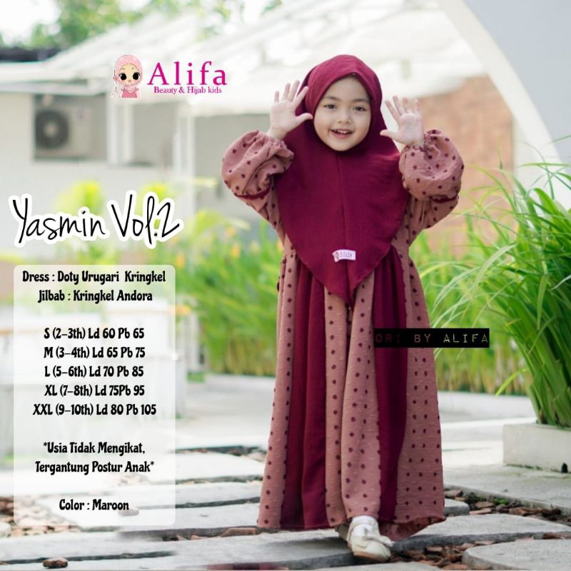 YASMIN VOL #2/GAMIS ANAK PEREMPUAN MOTIF POLKADOT/GAMIS ANAK BY ALIFA KIDS