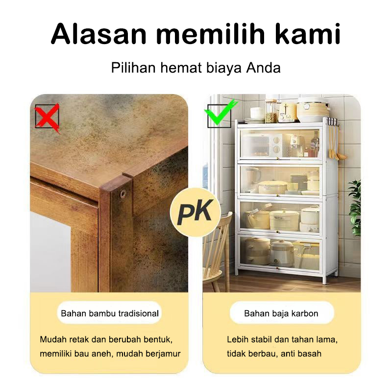 Rak Lemari Dapur/Rak Oven Microwave / Rak Kabinet Dapur/Rak Dapur Anti Debu/ Lemari Dapur Dengan Pintu/Rak dapur