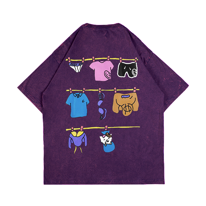 PEANUT STAIN - Clothesline Washed Purple Oversized Tshirt