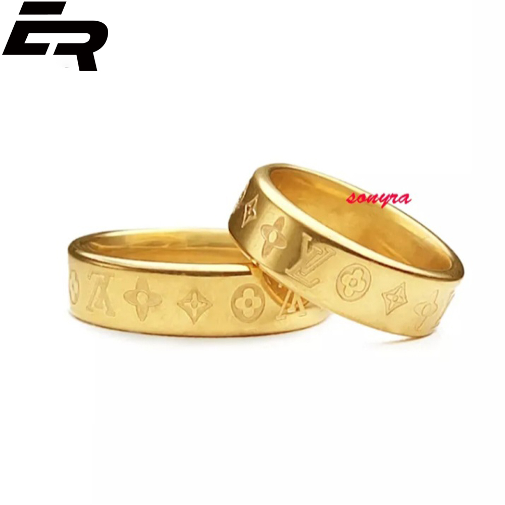 ( BISA COD ) Aksesoris Perhiasan Cincin Titanum Anti Luntur LV Warna Emas