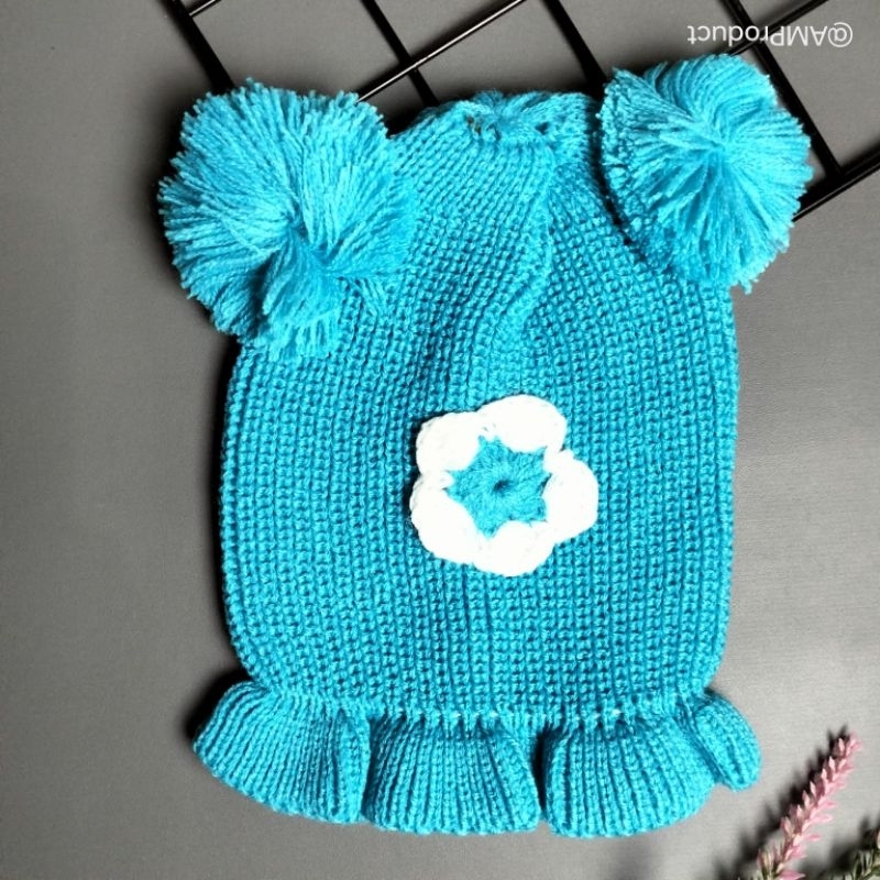 topi kupluk rajut bayi perempuan 3-36 bulan motif bunga