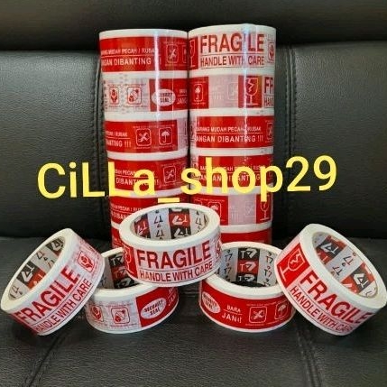 

LAKBAN FRAGILE/ FRAGILE TAPE/LAKBAN PACKING OLSHOP/ LAKBAN JANGAN DI BANTING (Merk T7) ukuran 45MM X 100YARD