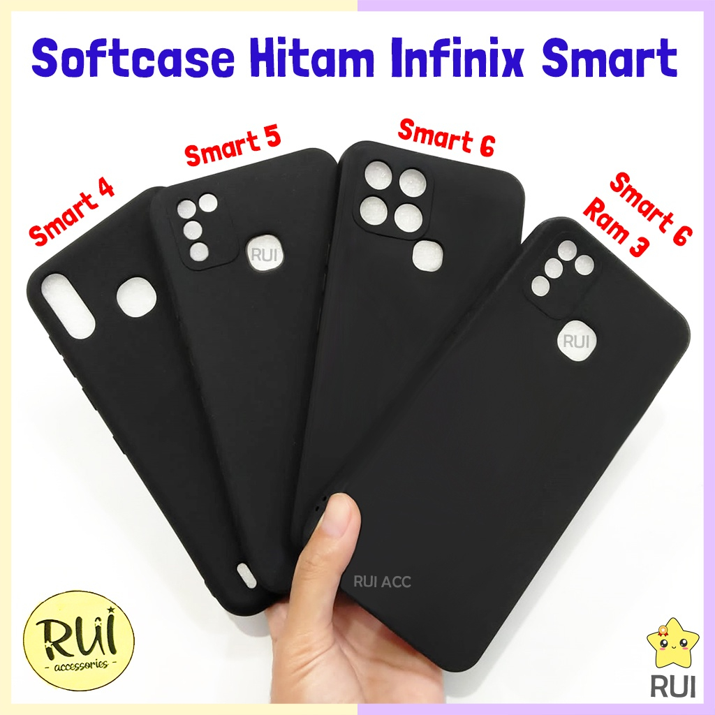 Case Hitam Infinix Smart 4 5 6 Ram 2 Ram 3 Black Matte Softcase Polos Lentur Silikon HP Blackmatte B