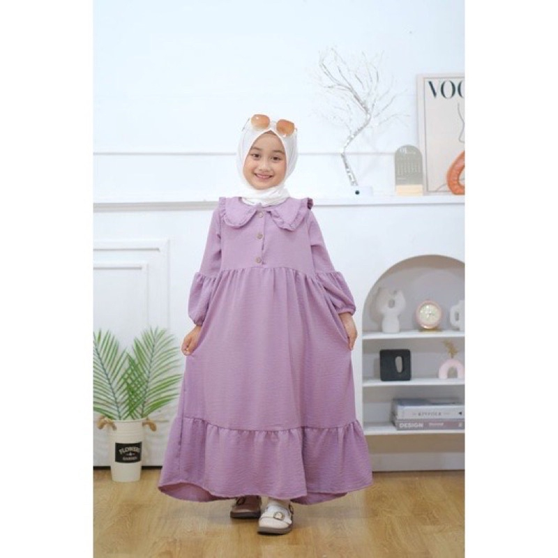 GAMIS ANAK PEREMPUAN USIA 2 4 6 8 10 12 TAHUN GAMIS ANAK TANGGUNG DRESS ANAK BAHAN CRINKLE