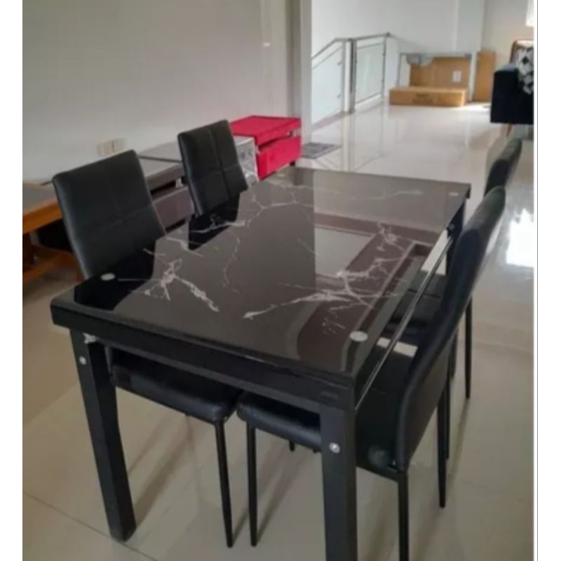 meja makan kaca  kursi 6 & 4