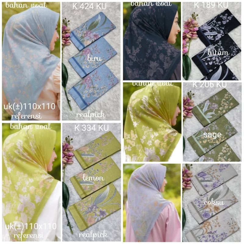 jilbab segi empat  motif voal motif lasercut denay motif voal motif premium (harga grosir partai)