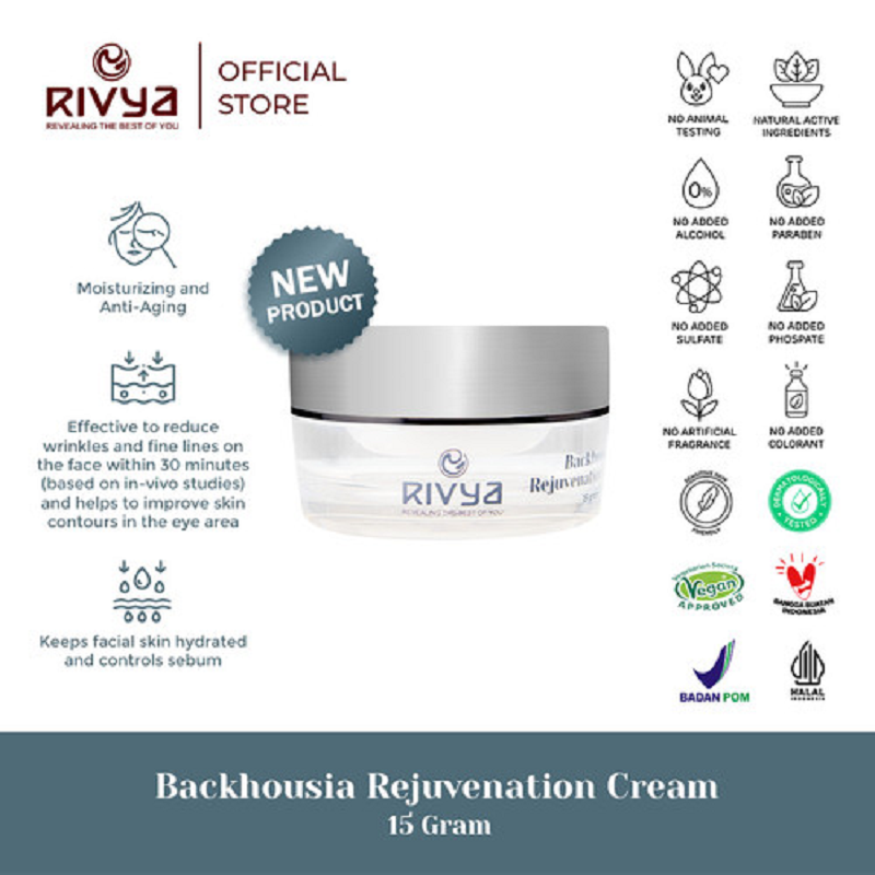 [Vegan Skincare] RIVYA Magic Cream | Rivya Backhousia Rejuvenation Cream 15gr | Krim Anti Kerut