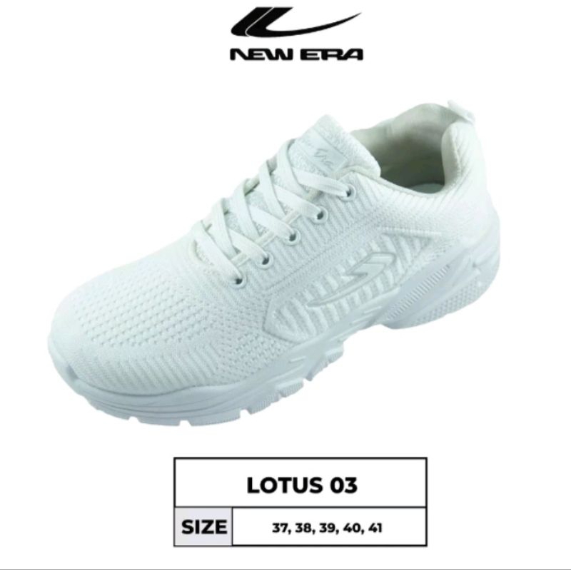 SEPATU NEW ERA WANITA CEWEK SEPATU JOGING SEPATU FASHION TERKINI NEW ERA LOTUS 03 PUTIH