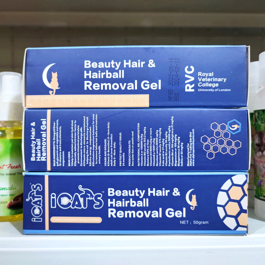 Vitamin iCat's Beauty Hair &amp; Hairball Removal Gel  50gr - Vitamin Bulu Kucing