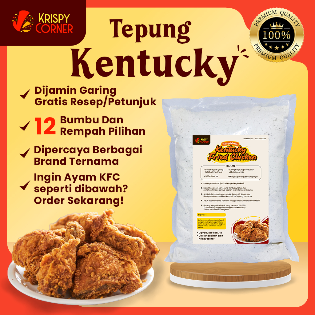 

Tepung Kentucky Ayam Goreng Crispy Biang Kentucky kentaky Fried Chicken Kentuki Bumbu Ayam Kentaki KFC Krispi Jual Tepung Crispy Garing Terigu Panir Murah Medan 1kg