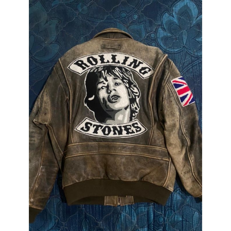 Flight Jacket Full Leather By Gacca Custom Rolling Stones