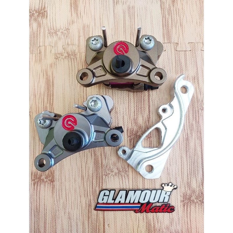kaliper brembo 2p mini cnc set breket for mio / soul / fino disk 220mm bottom shock standar