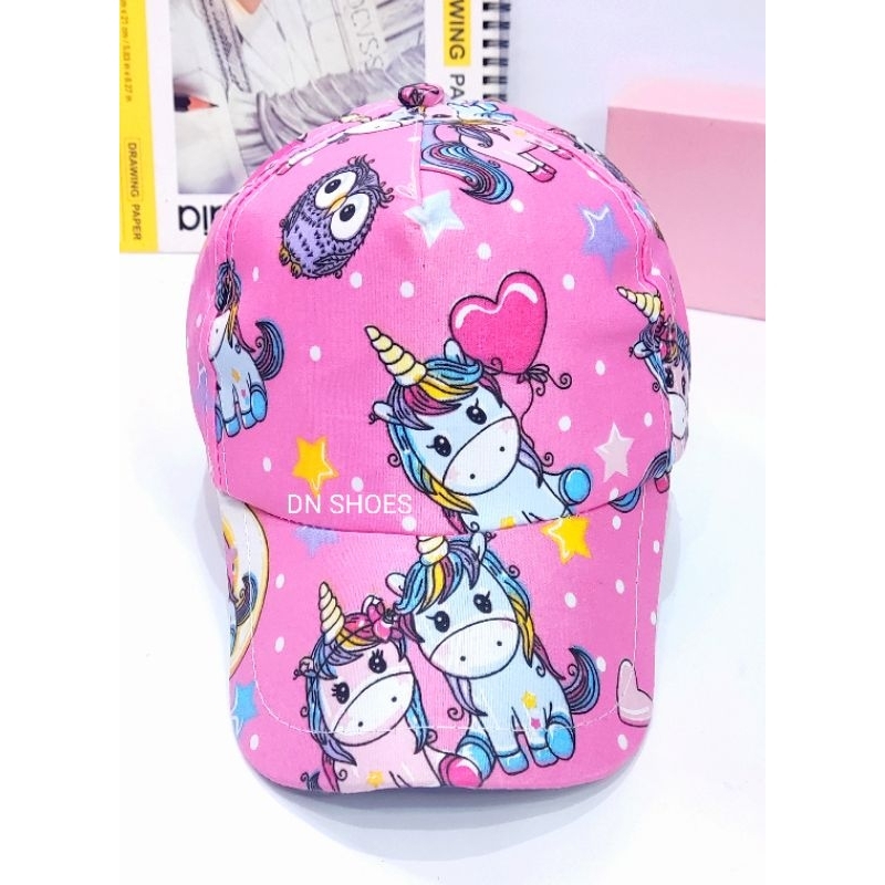 Paket Boots Anak Perempuan Topi Pet Anak Paket Sepatu Boot Anak dan Topi Anak Karakter Unicorn Pink Murah Lucu