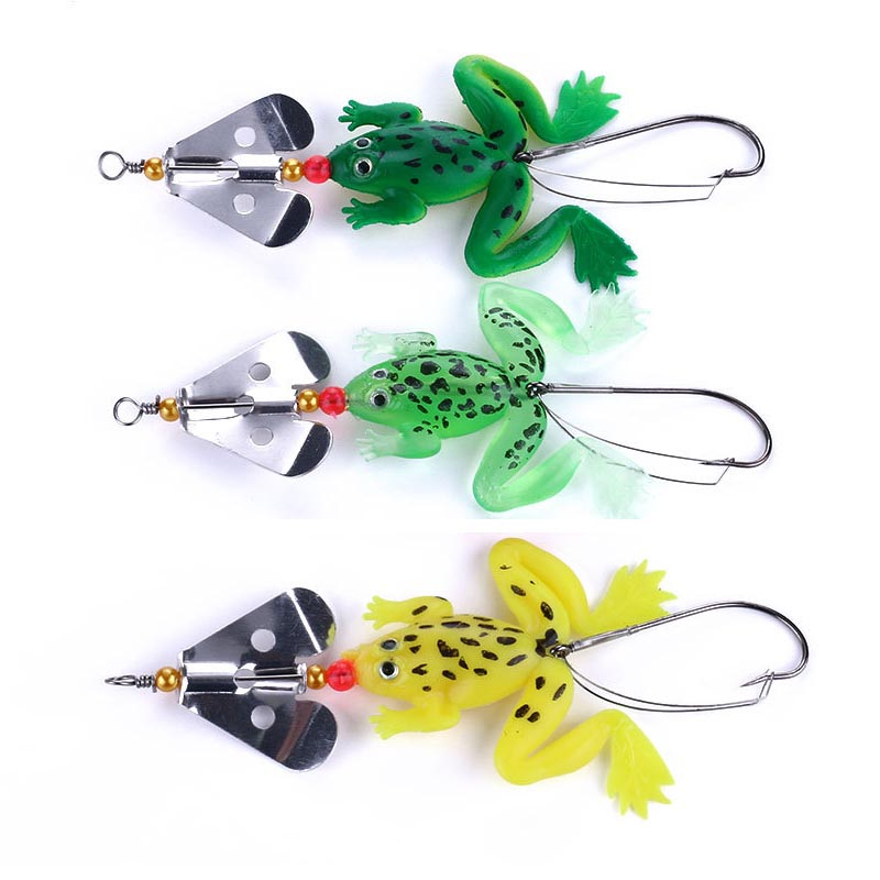Umpan mainan katak kodok pancing casting dengan kail dan spinner putar